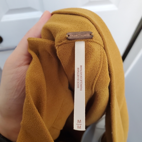 Free People Mustard Peephole Mini Tunic Dress Sleeveless Pockets - size Medium - Picture 6 of 10